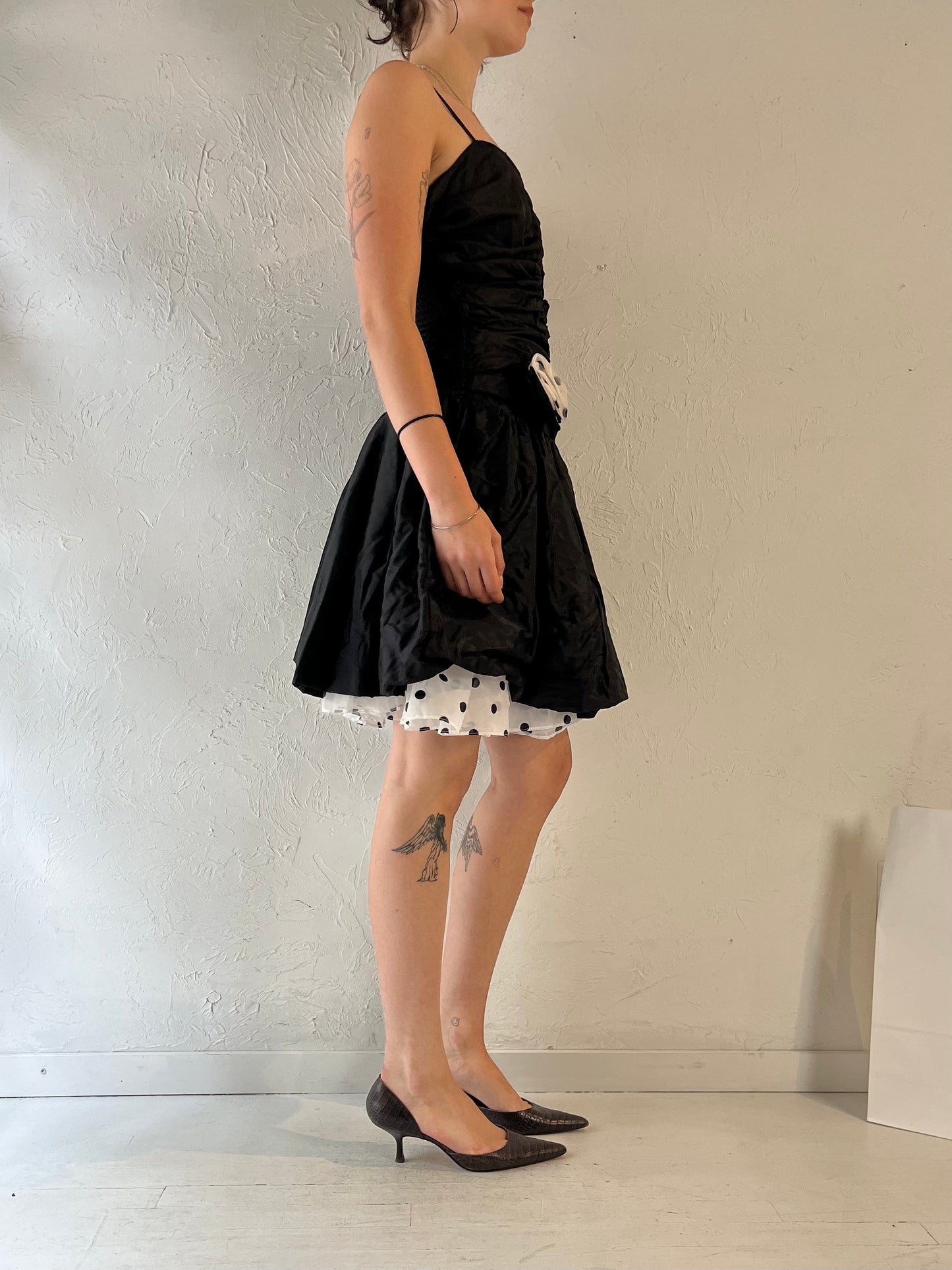 80s 'Steppin Out' Black Party Dress / Medium