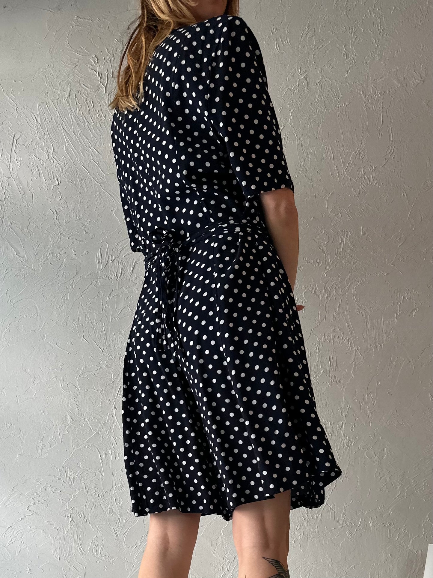 90s 'New Horizons' Polka Dot Rayon Romper / Medium