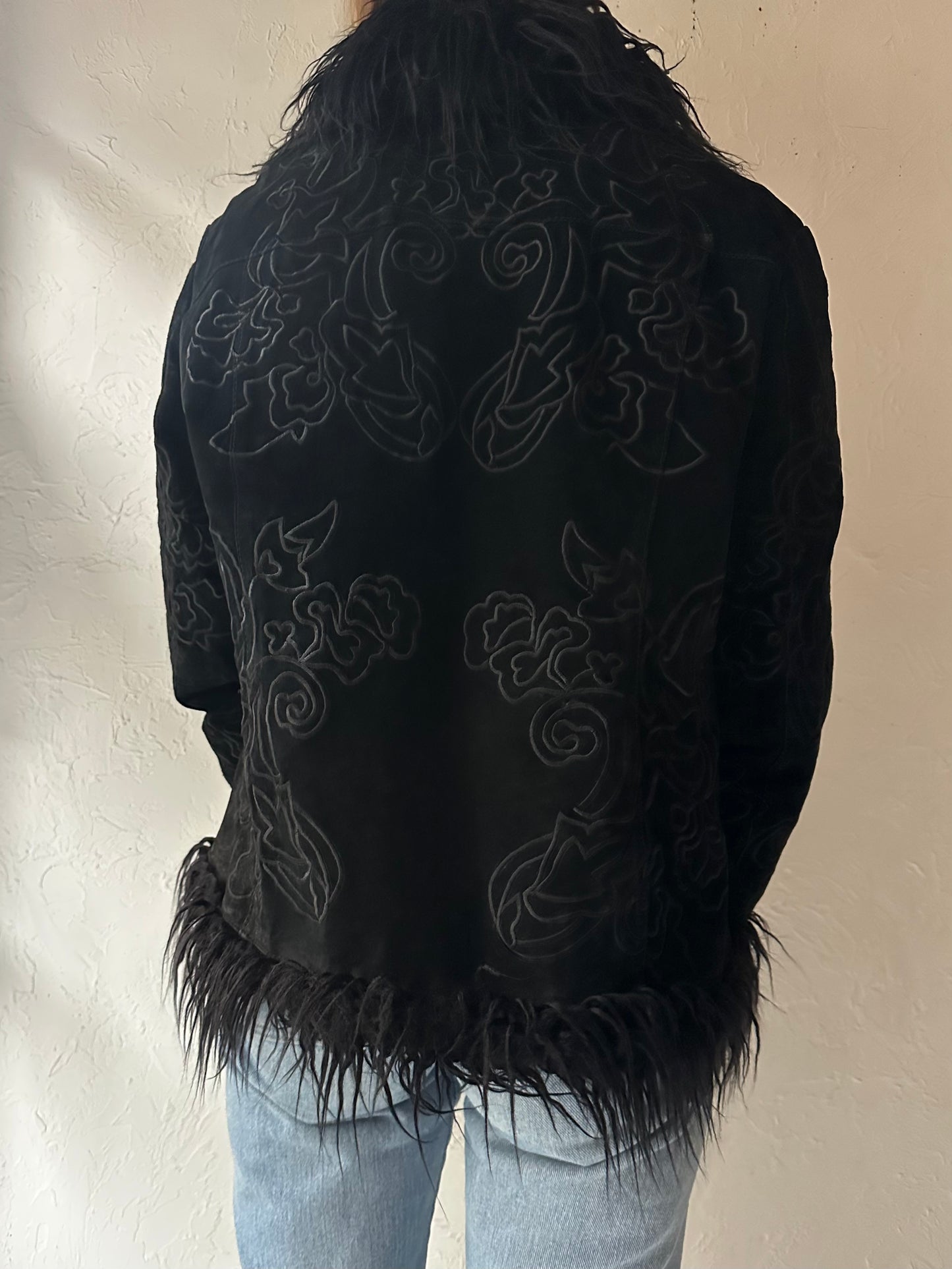 Y2k 'Bernardo' Black Suede Jacket / Large