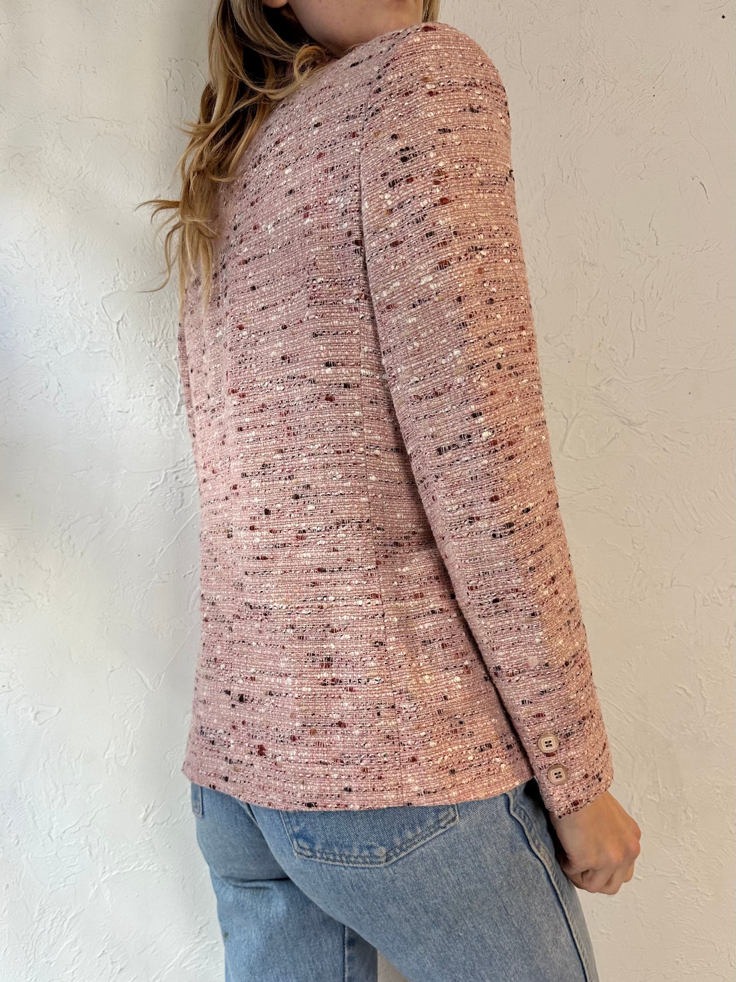 90s 'Gabriel Levy' Pink Tweed Blazer Jacket / Small