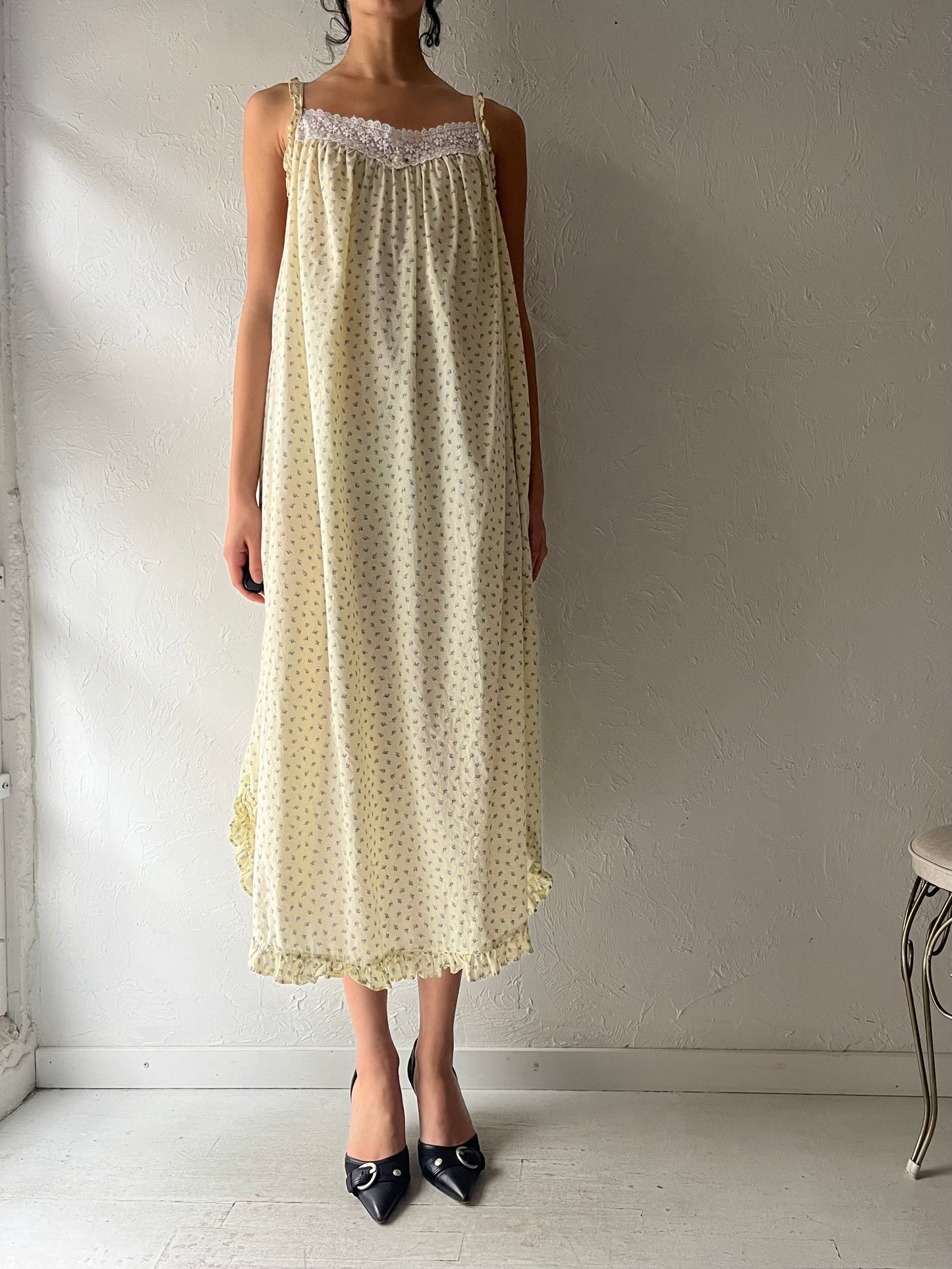Y2k 'Erika Taylor' Yellow Cotton Night Dress / XL