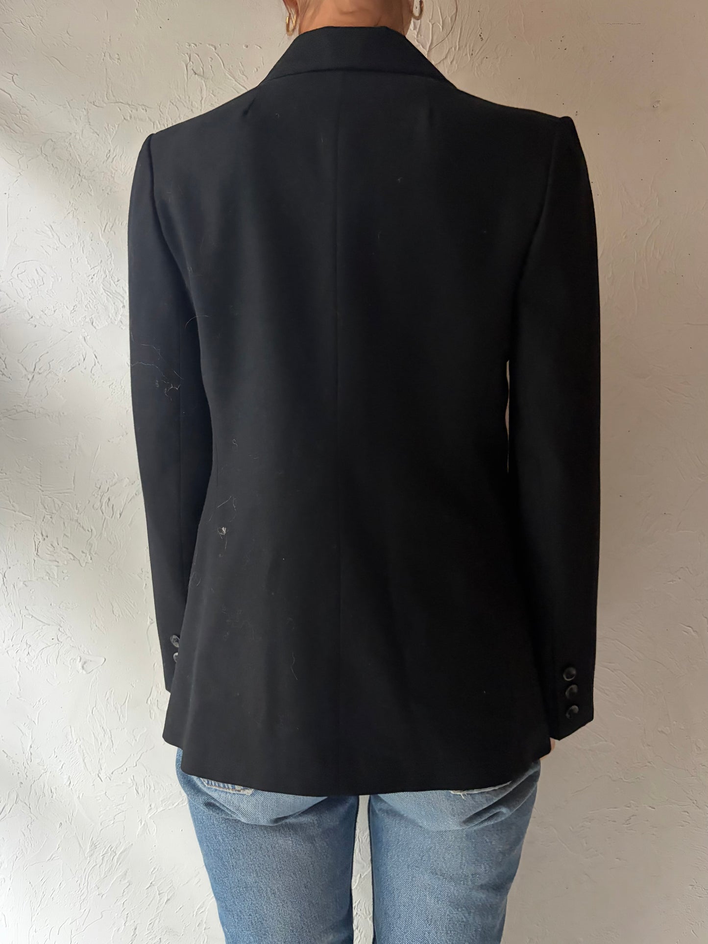 70s 'Vernon' Vintage Black Wool Formal Blazer Jacket / Union Made / Small