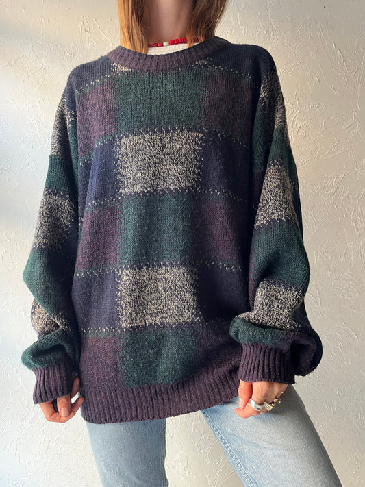 90s ' Windridge' Acrylic Checker Sweater / XL