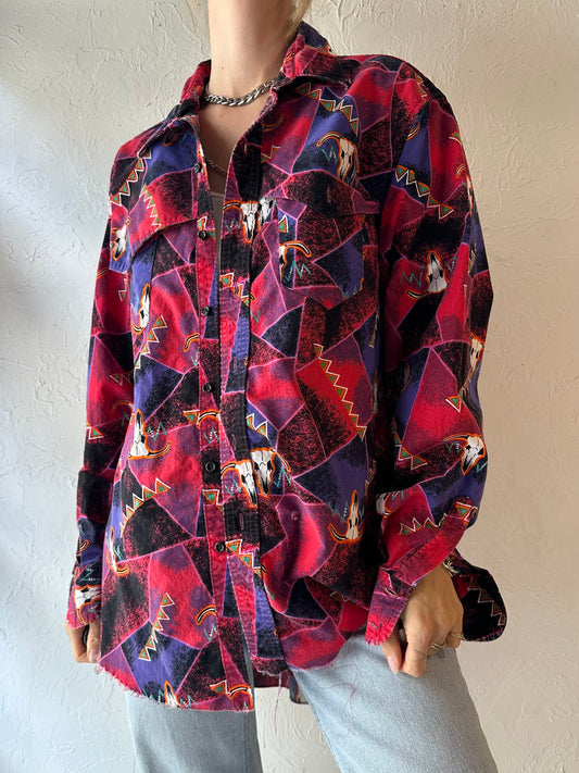 90s 'Wrangler' Patterned Western Shirt / XL