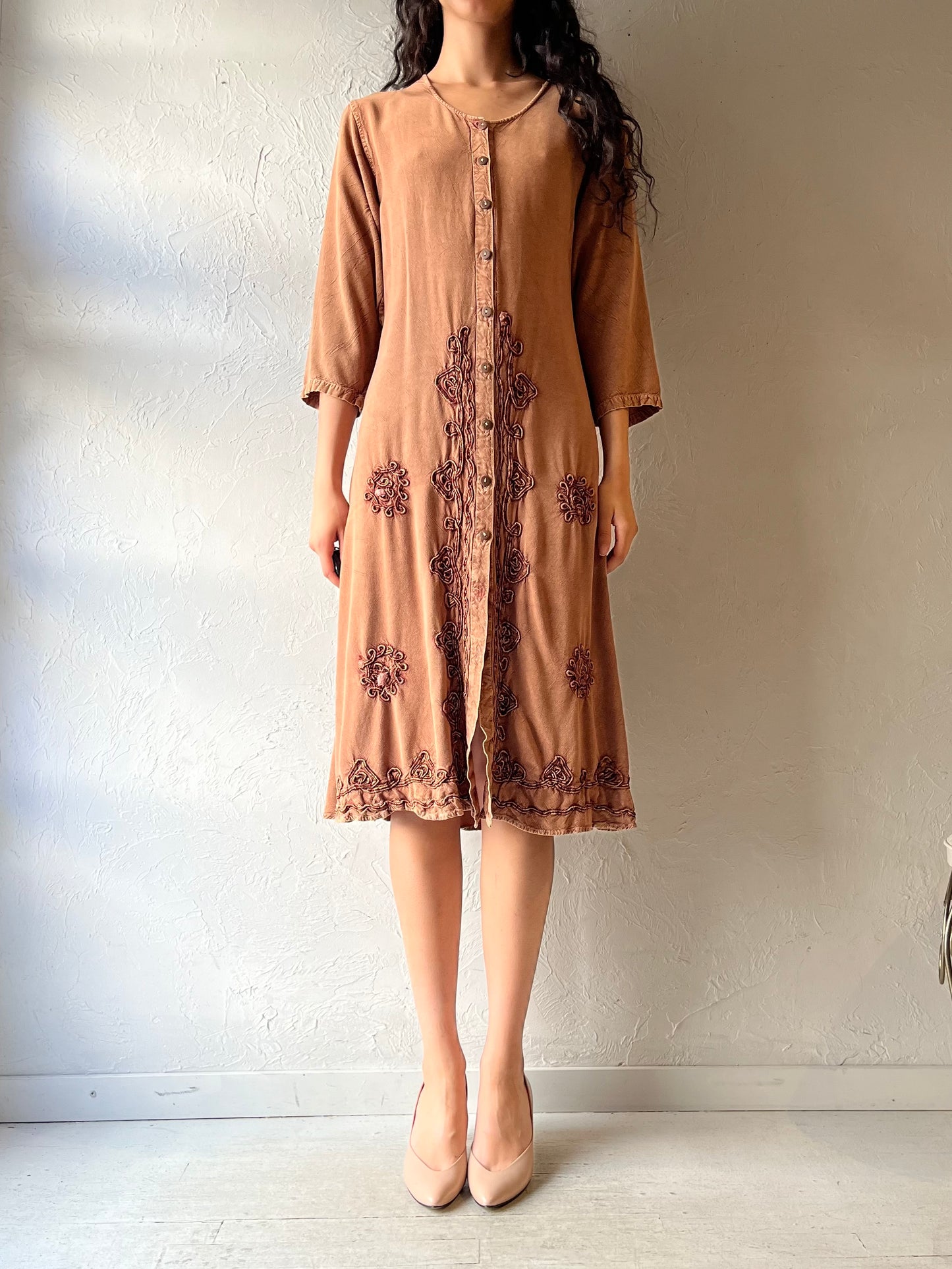 Vintage 'Magic' Button Up Fairycore Ren Faire Midi Dress / Medium