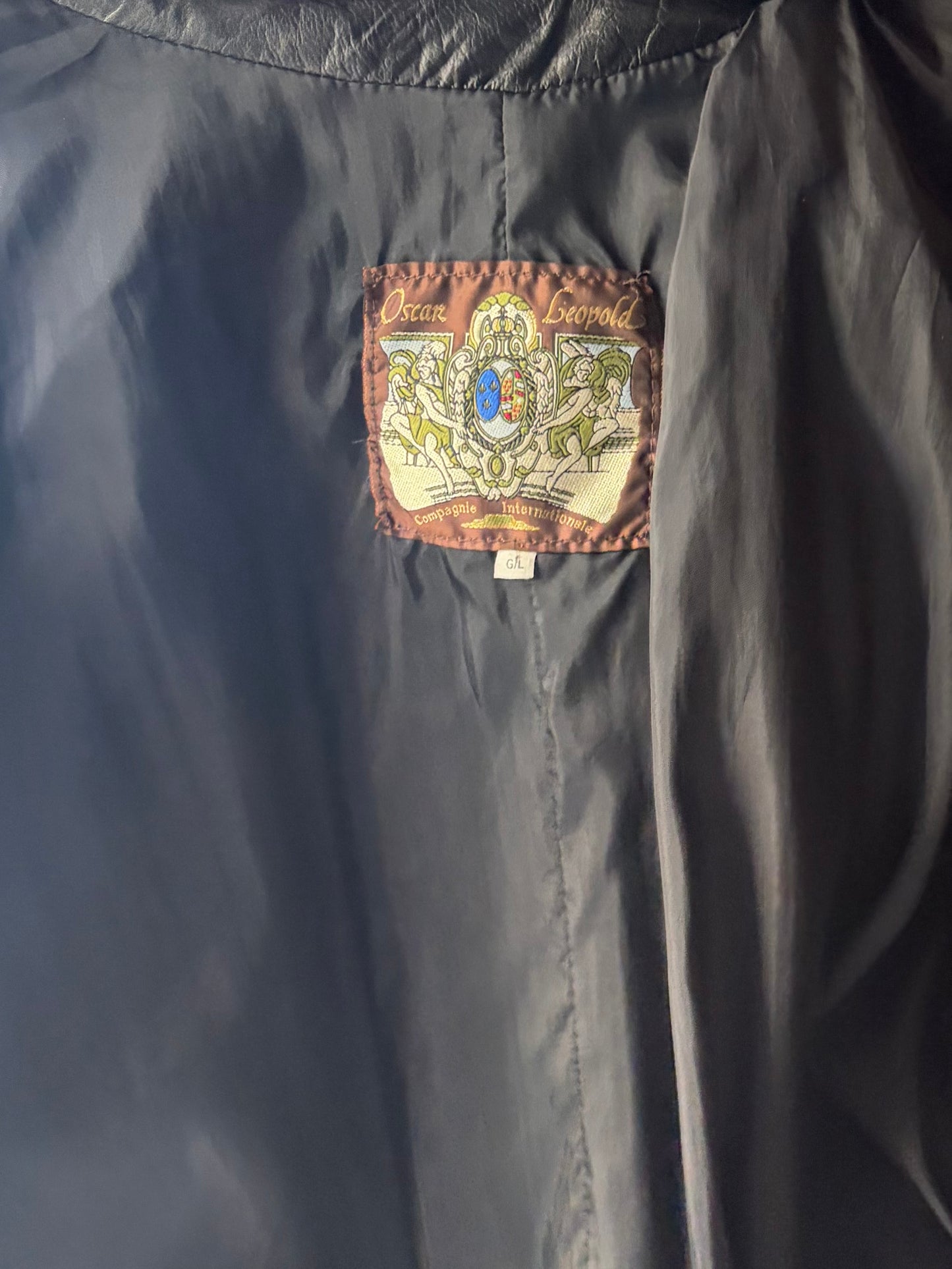 80s 'Oscar Leopold' Black Classic Leather Retro Minimalist Jacket / Large