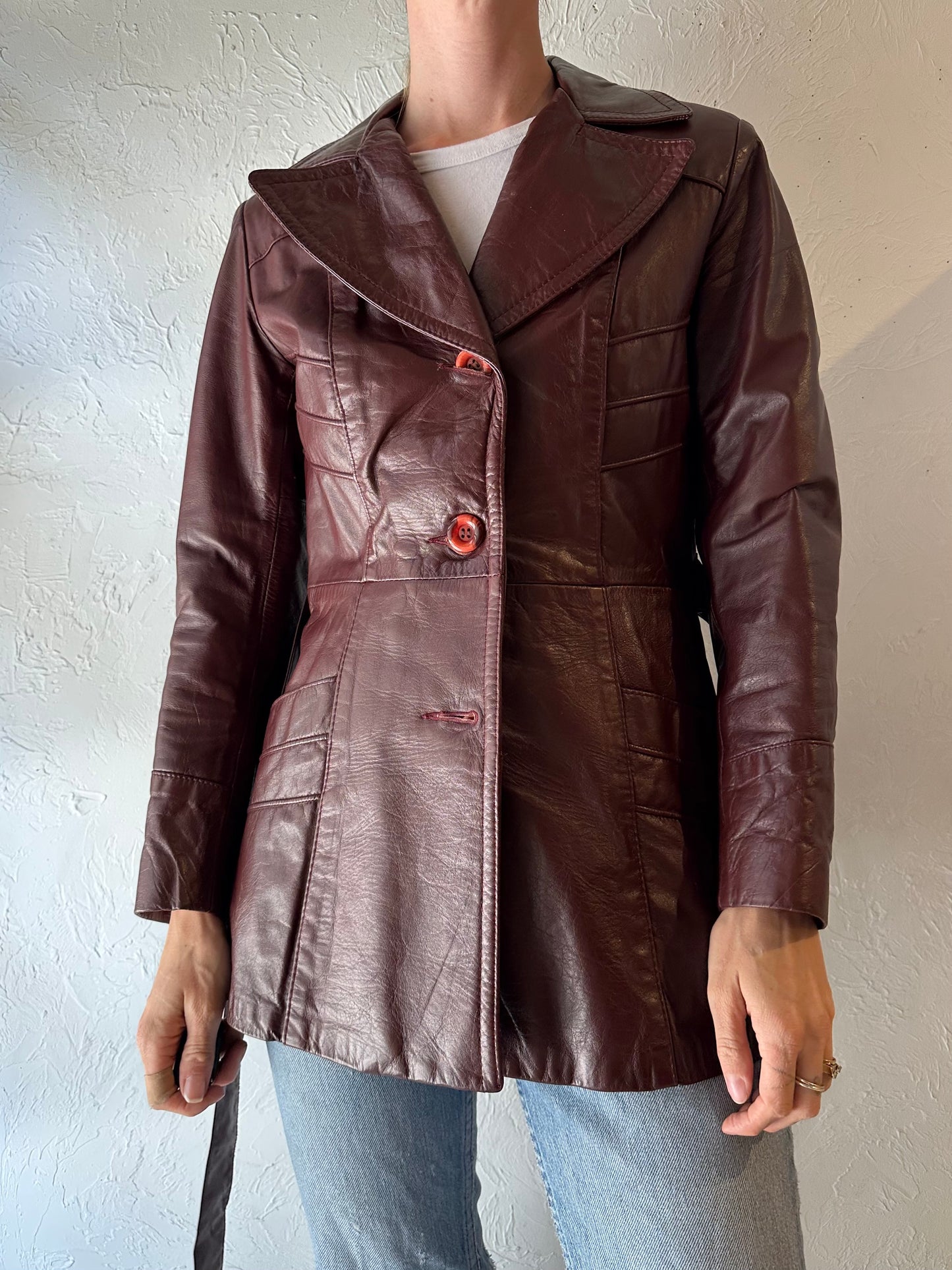 70s ‘Sears’ Burgundy Leather Jacket / Small