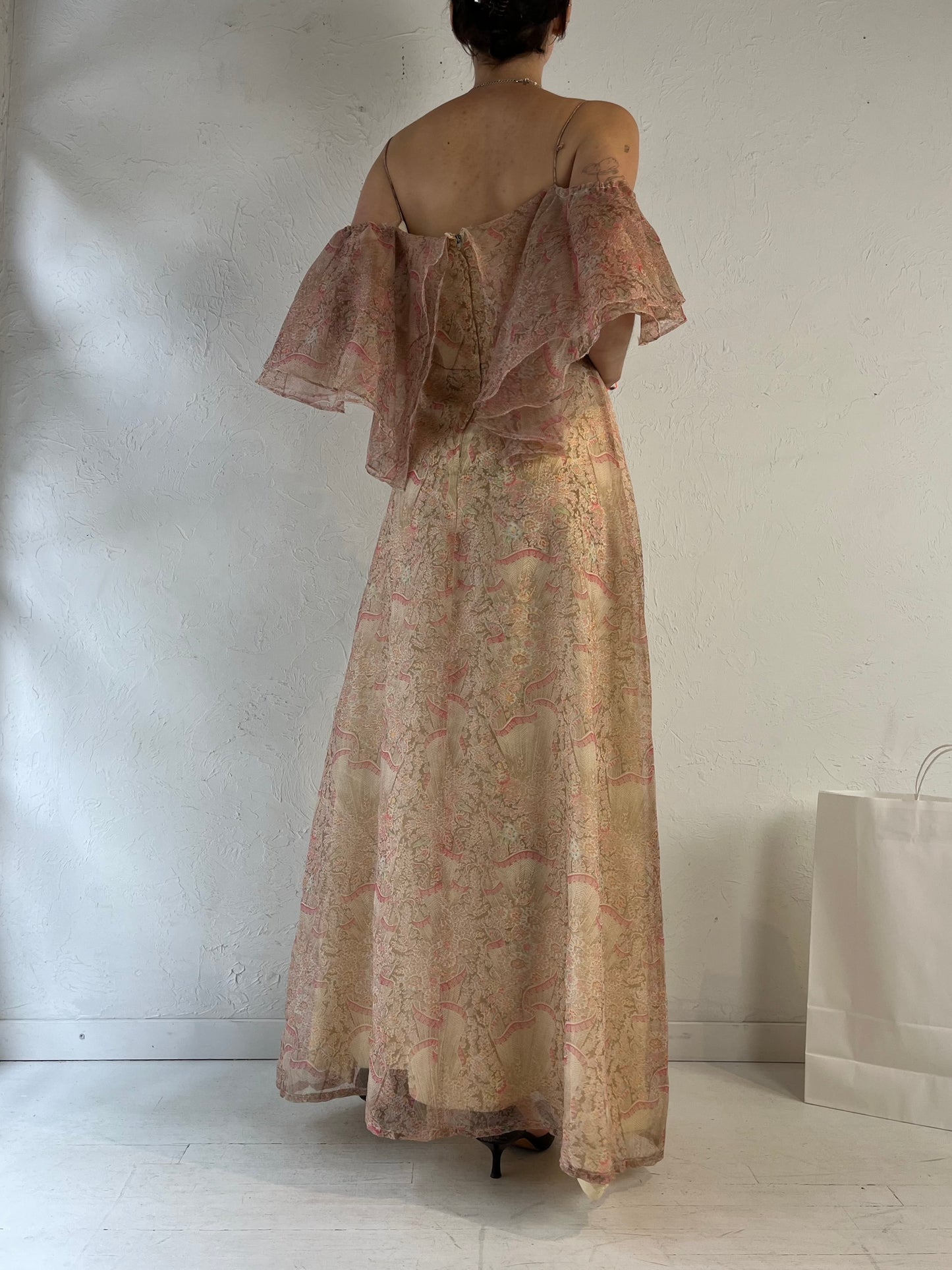 Vintage Handmade Pale Pink Formal Dress / Small