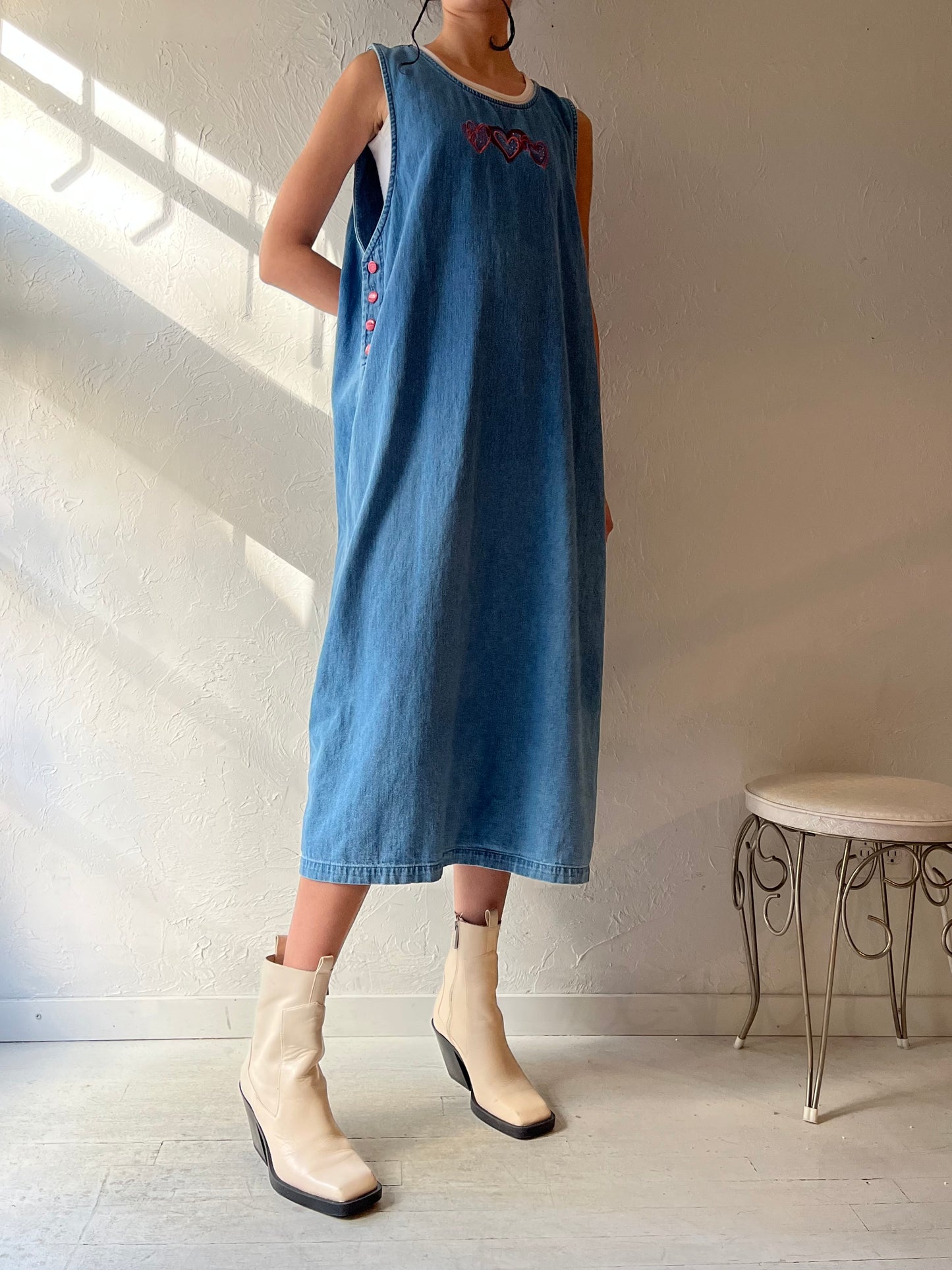 Y2k 'Christopher & Banks' Denim Midi Dress / XL