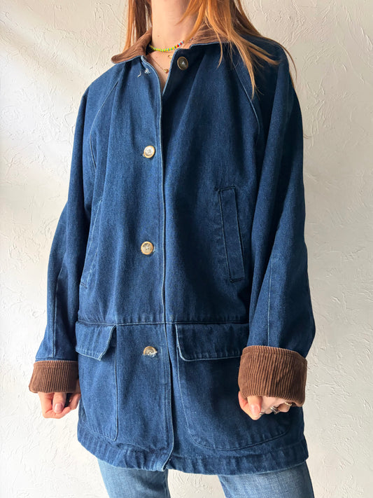 90s 'Basic Editions' Denim Chore Barn Jacket / Small