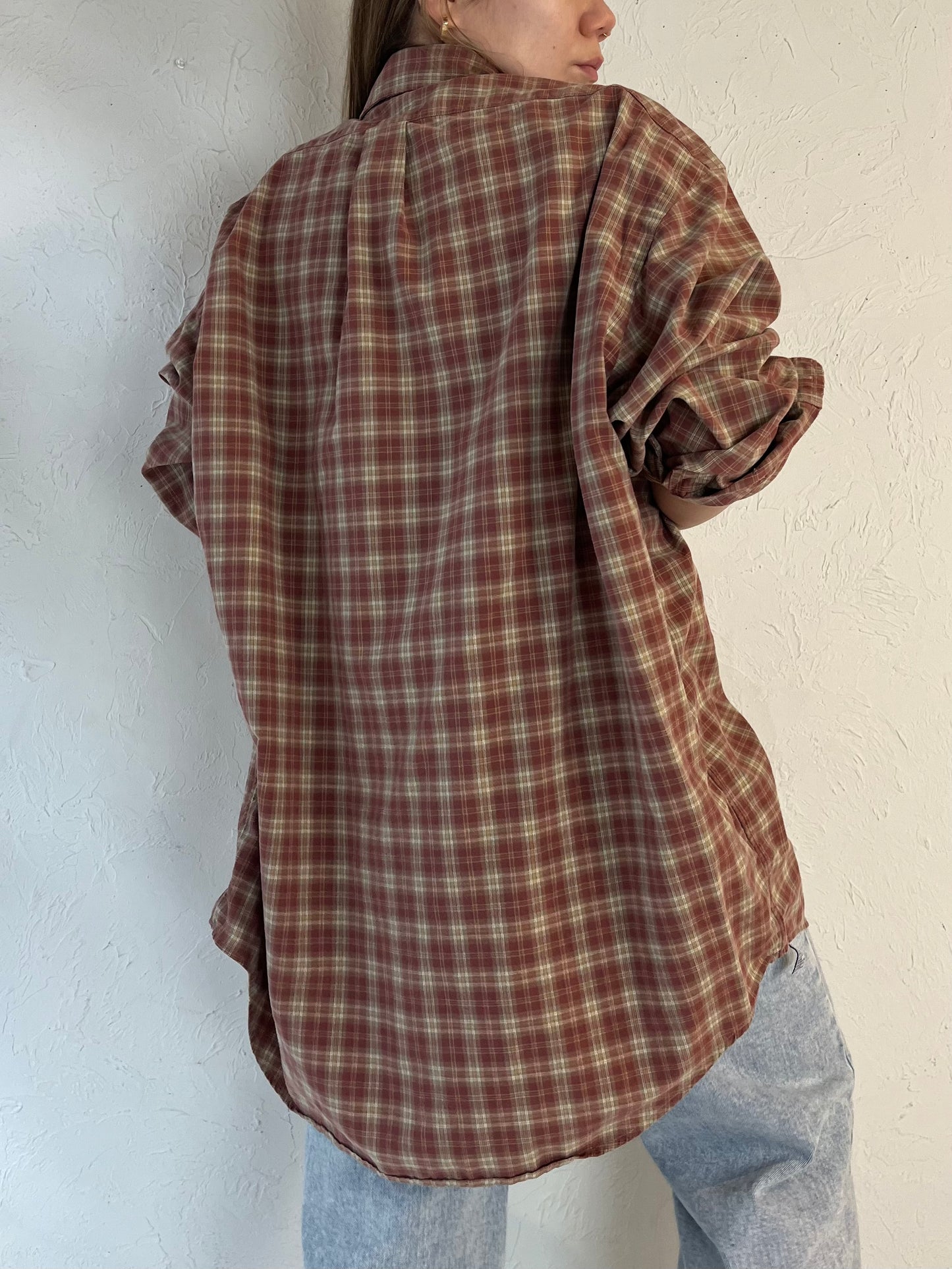 90s ‘Polo Ralph Lauren’ Plaid Button Up Shirt / Large