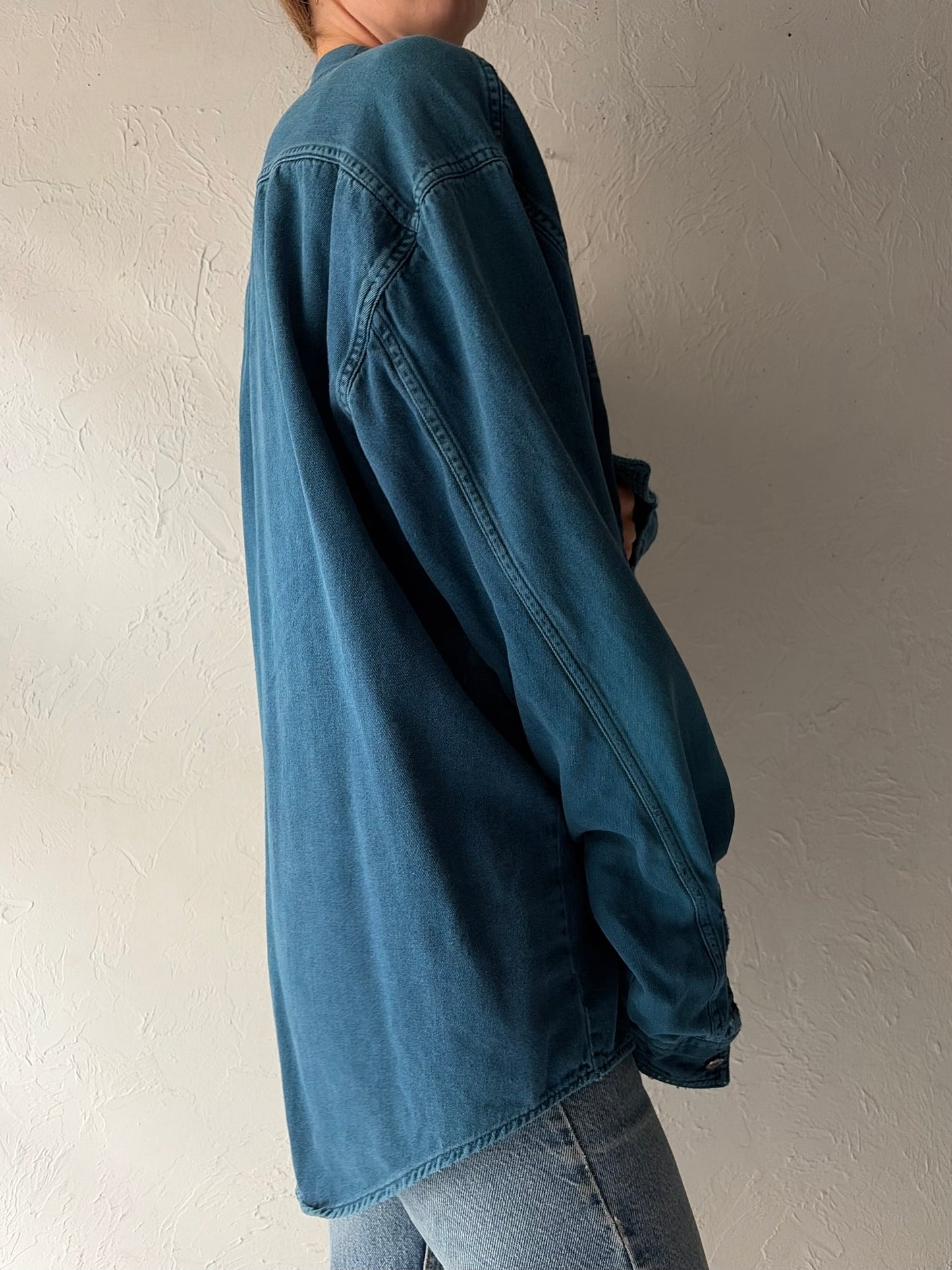 90s 'Levis' Blue Button Up Denim Shirt / XL
