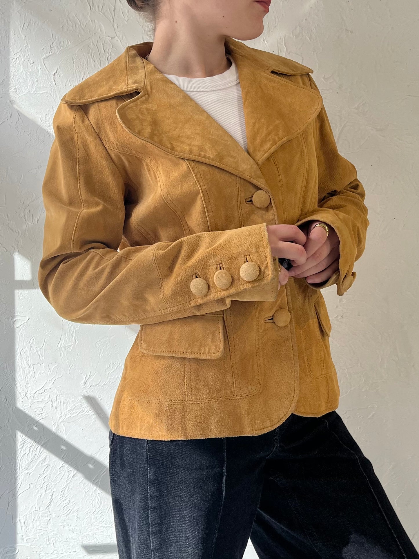 Y2k Tan Suede Jacket / Small