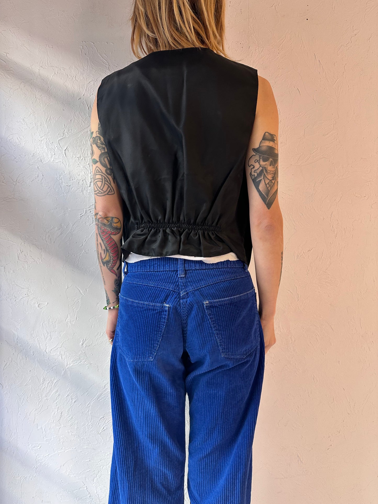90s 'Marco' Black Suede Leather Vest / Medium