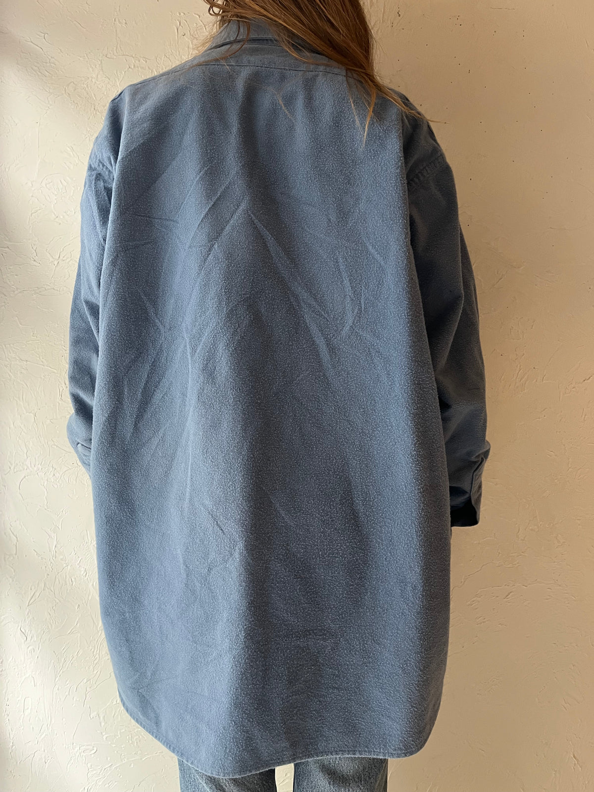 90s 'LL Bean' Blue Thick Cotton Shirt / Made in USA / Large
