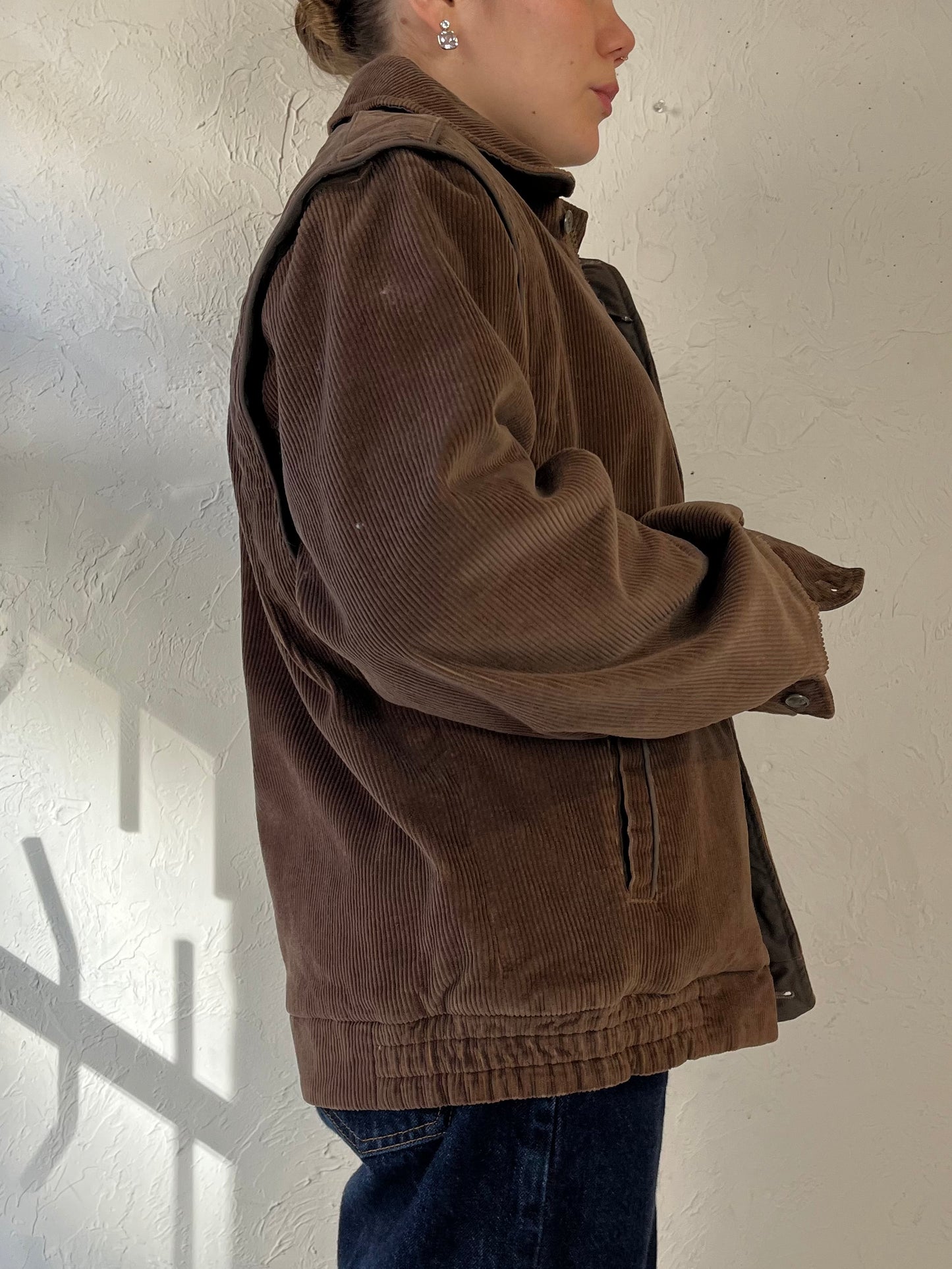 90s ‘Sport Crest’ Brown Corduroy Reversible Bomber / Medium