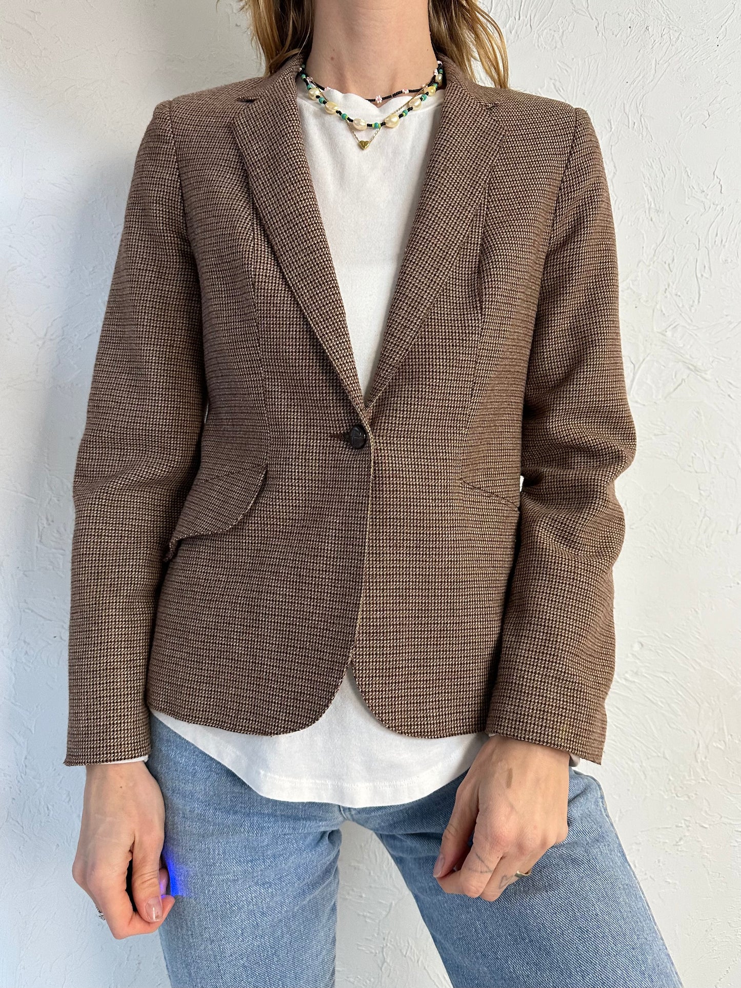 70s 'Louben' Brown Tweed Blazer Jacket / Small