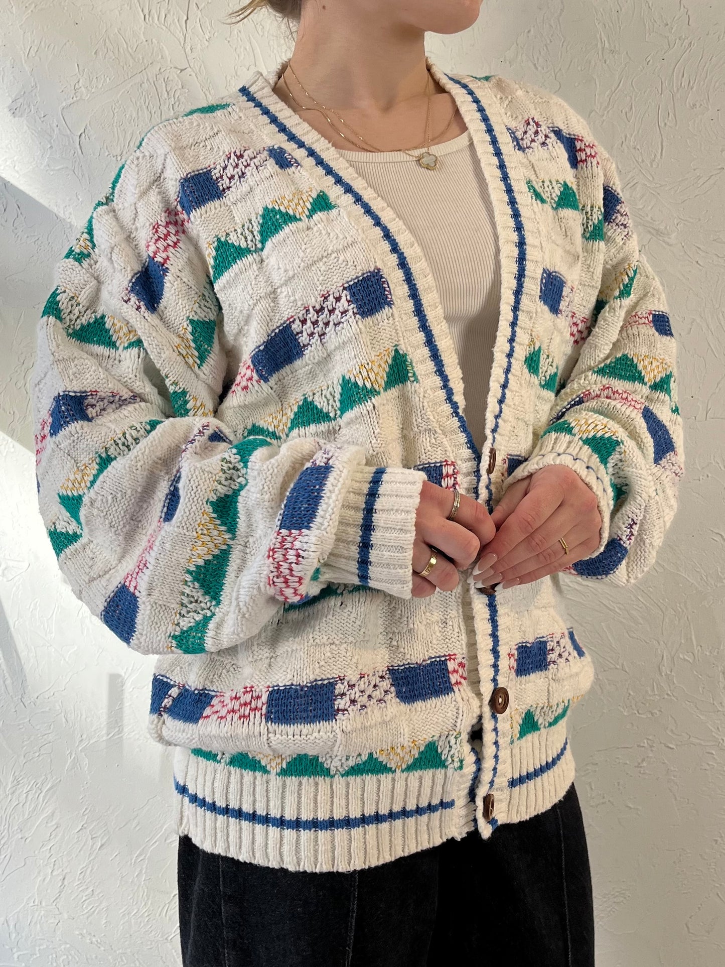 90s ‘Waterfront Workshop’ Cardigan Sweater / Large