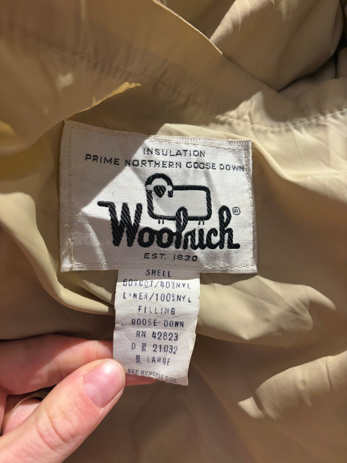 60s 'Woolrich' Retro Goose Down Polar Parka / Vintage 1960s Tan Puffy Artic Winter Coat / Large