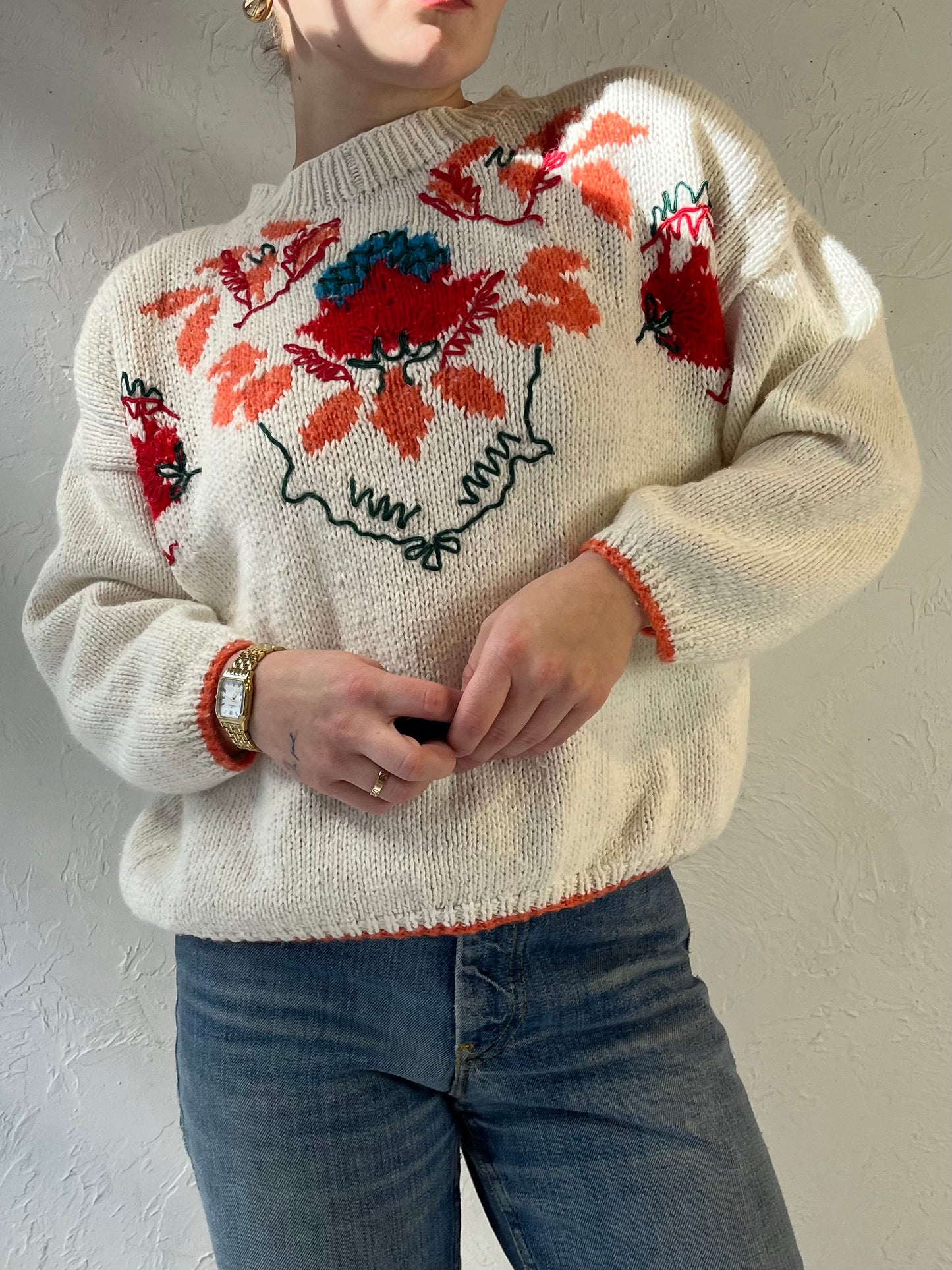 90s ‘JJ Brown’ Cropped Knit Sweater / Medium