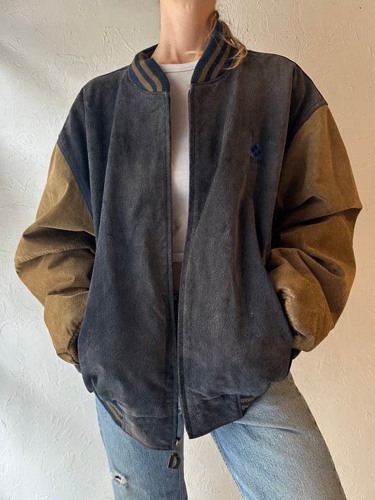 90s ‘Dunbrook’ Suede Bomber Jacket / XL