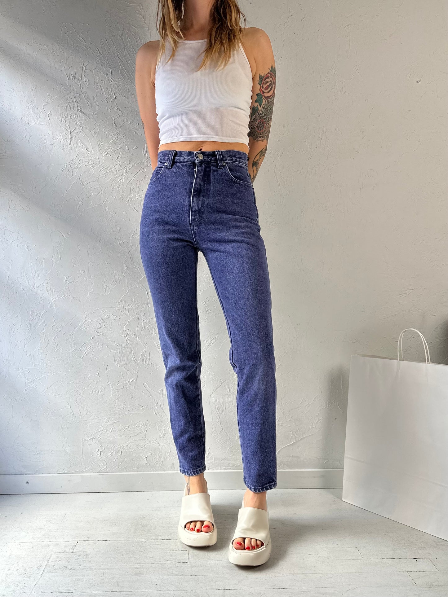 90s ‘Jordache’ Purple Skinny High Waisted Jeans / 24" Waist
