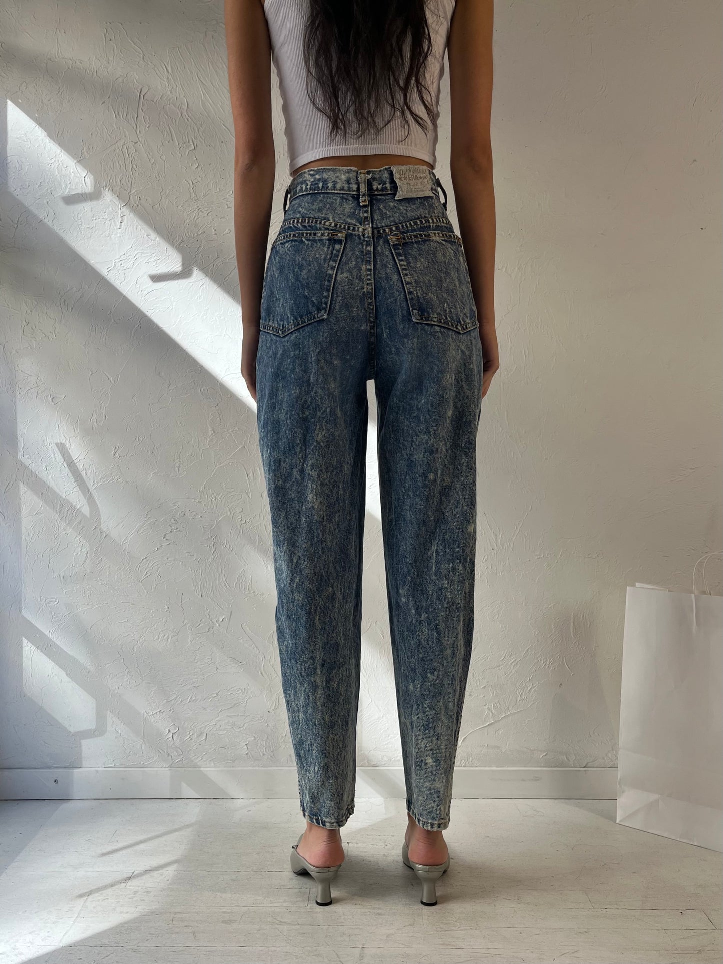 90s 'Hollywood Era' High Waisted Acid Wash Skinny Jeans / 25