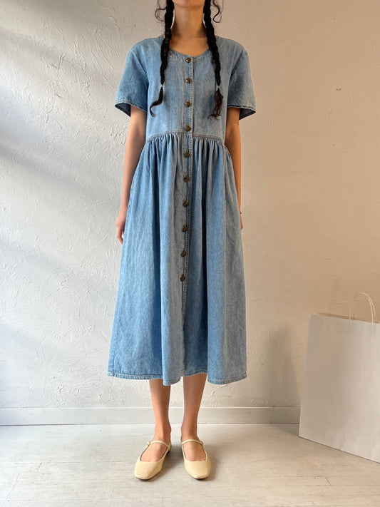 90s ‘Tickets’ Denim Dress / Medium