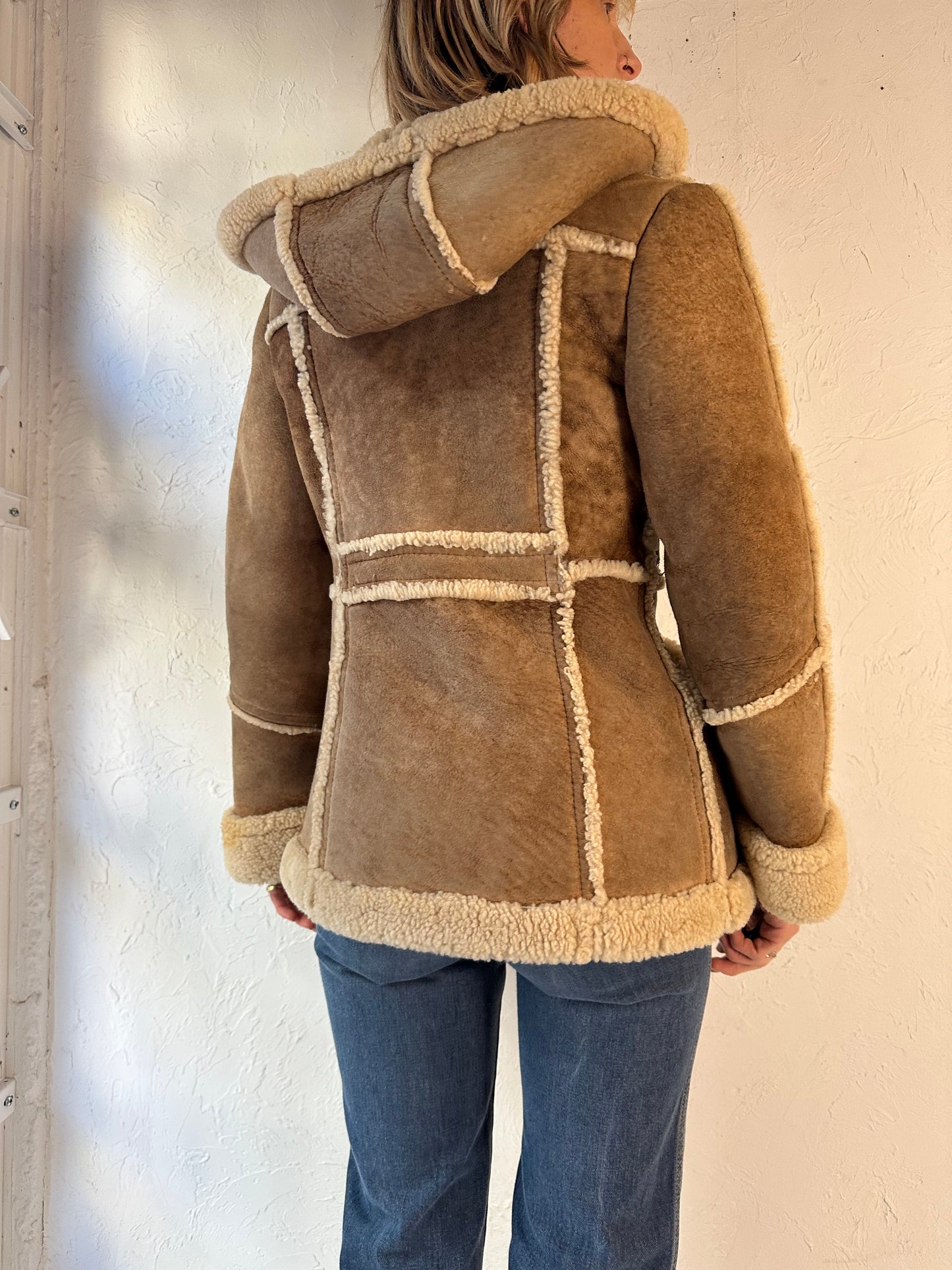 80s 'Wilsons' Shearling Lined Hooded Jacket / Small