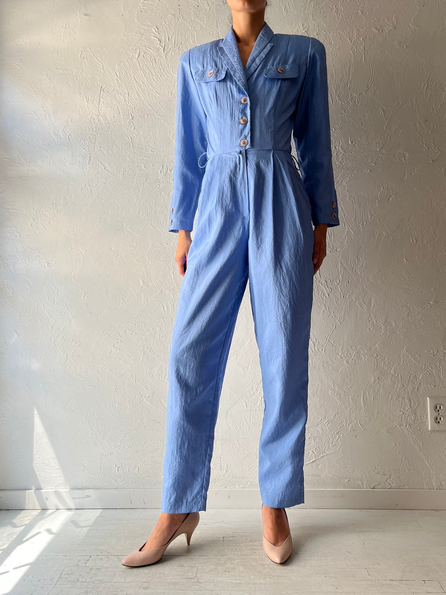 80s 'LoriAnn' Blue Jumpsuit / Small