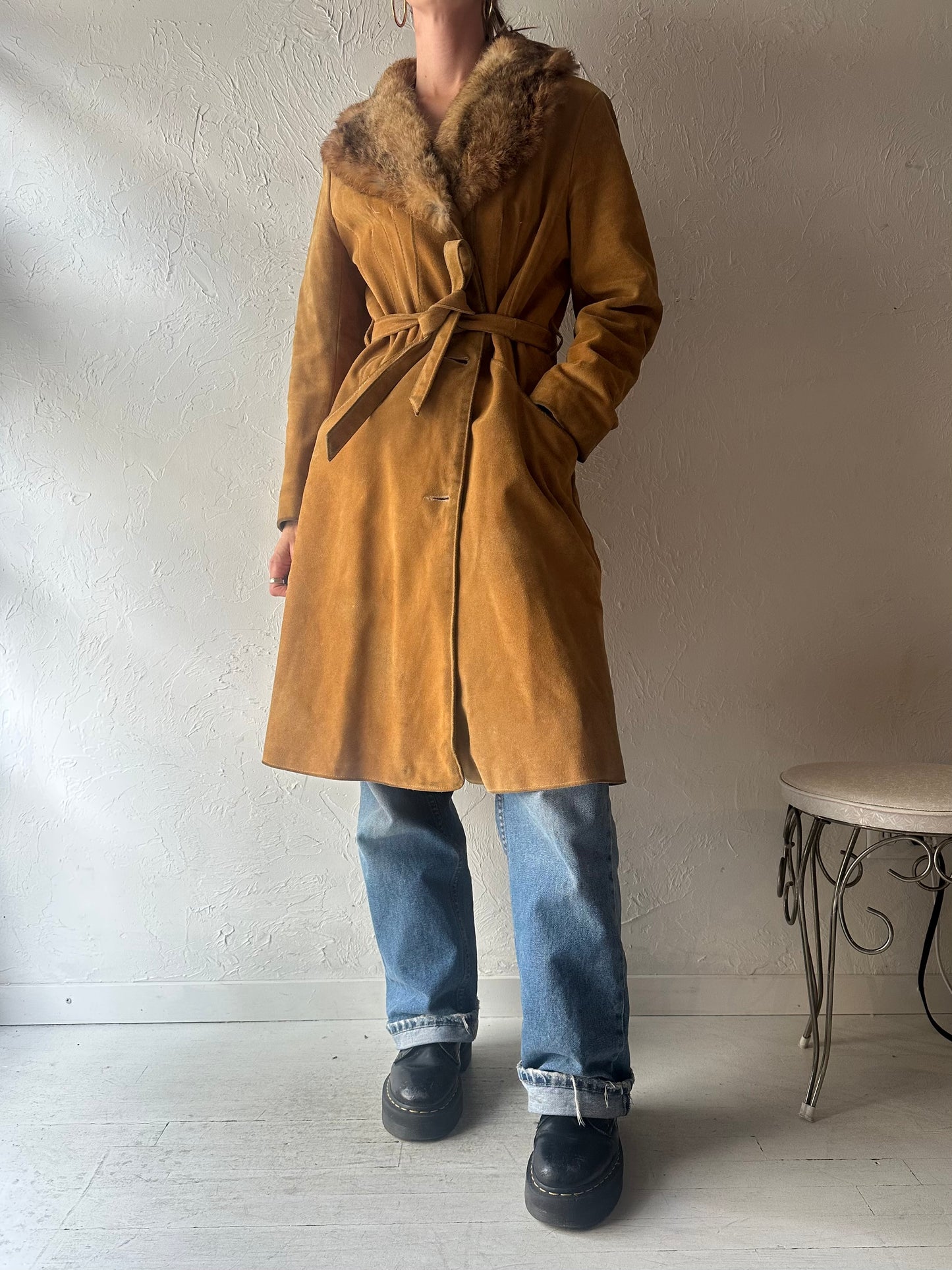 70s 'Fairweather' Suede Leather Penny Lane Coat / Small