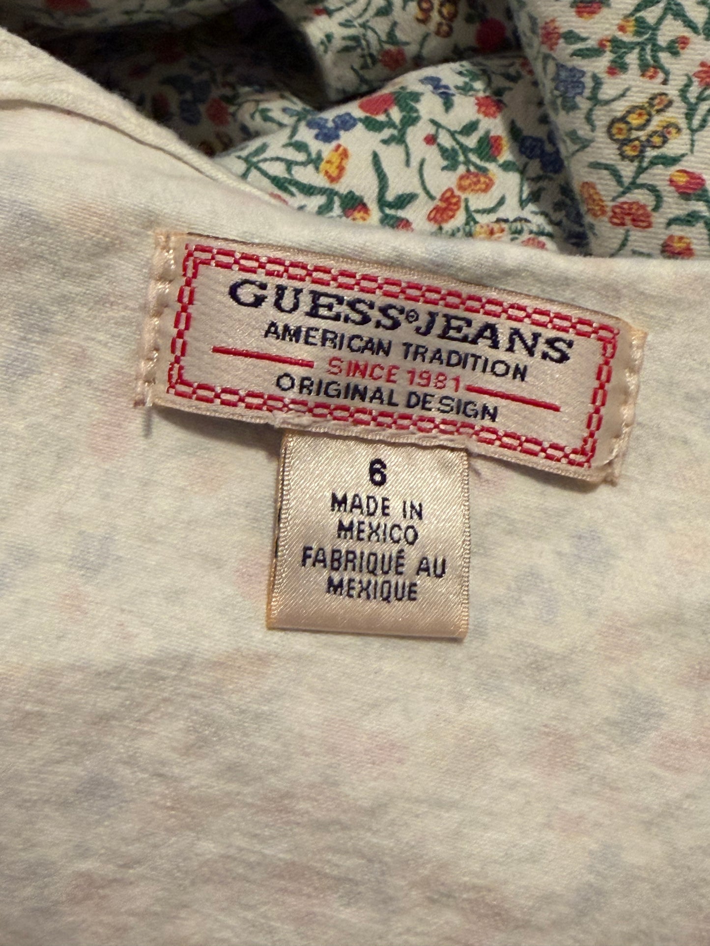 Vintage 2000s 'Guess' Floral Print Stretch Denim Jumpsuit / Small