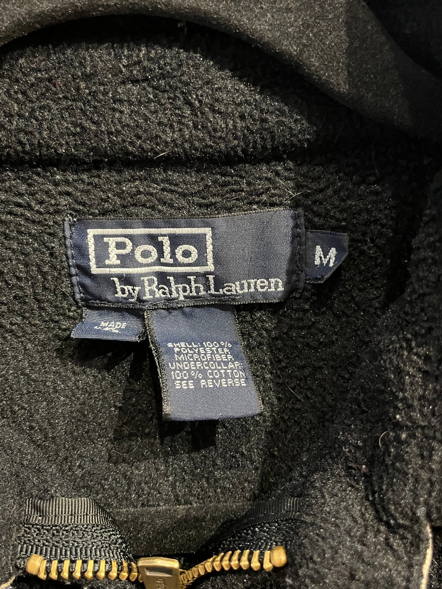 90s 'Ralph Lauren' Black Zip Up Fleece / Medium