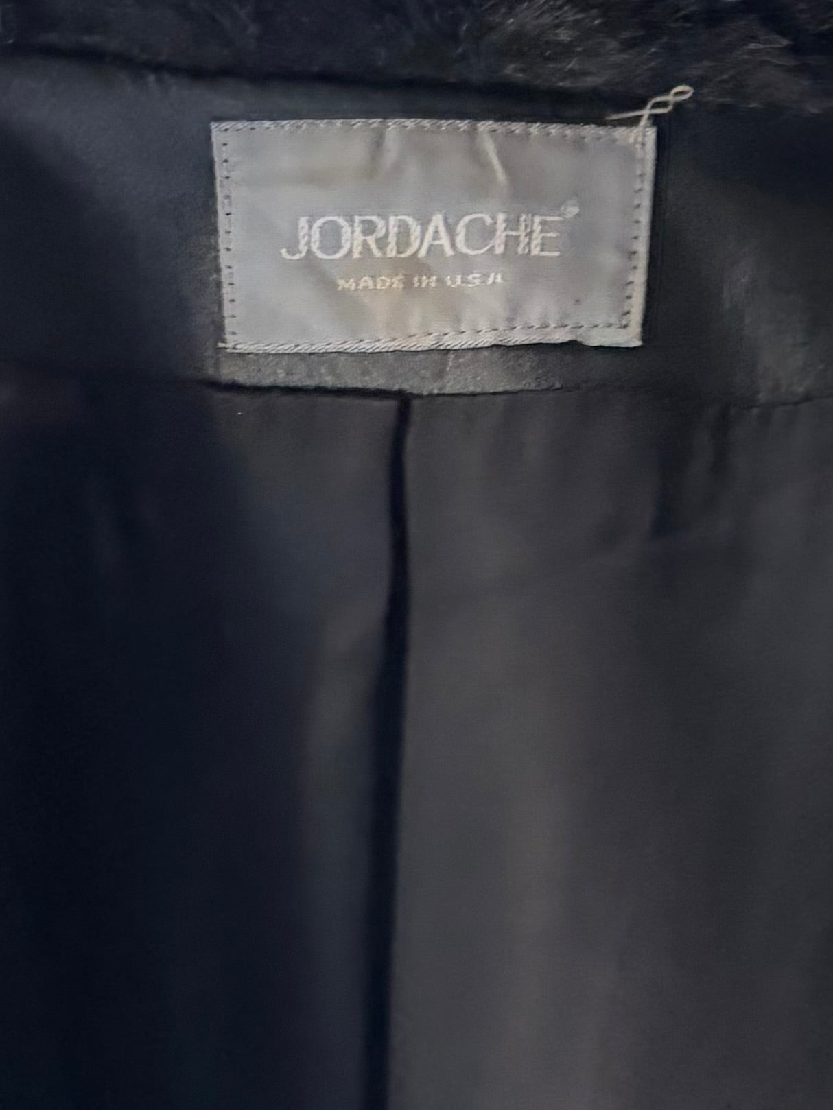 90s 'Jordache' Black Faux Fur Jacket / Medium - Large