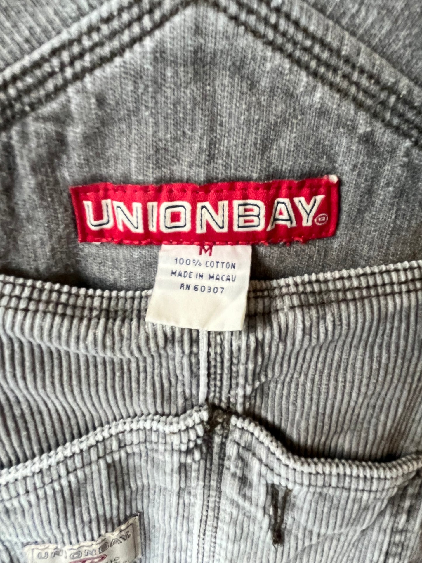 90s 'Union Bay' Gray Corduroy Overalls / Medium