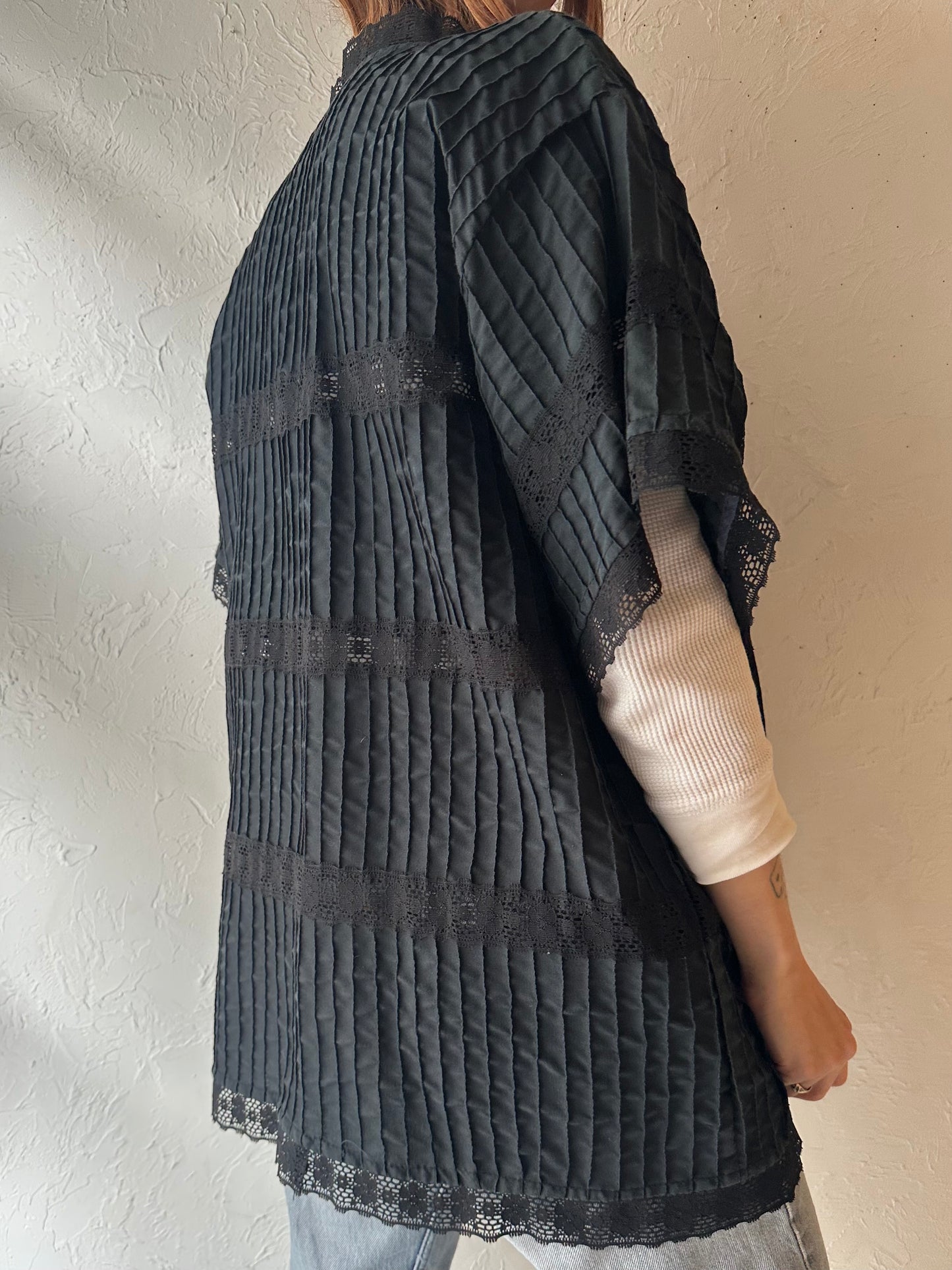 70s Black Lace Cover Up / Medium