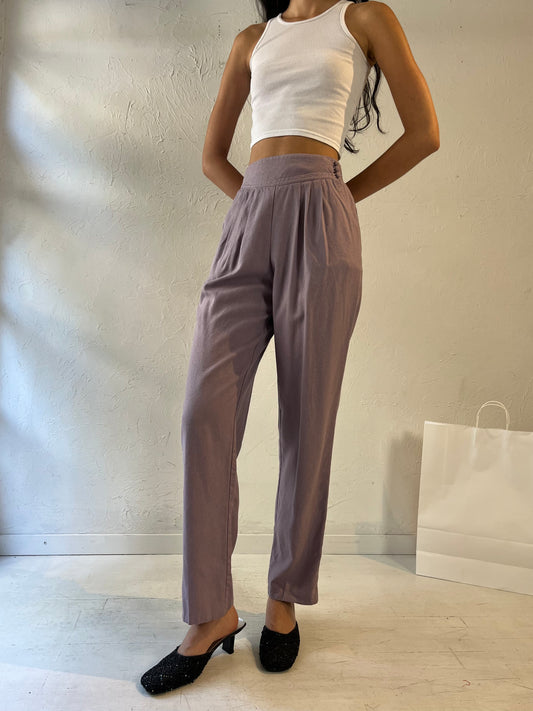 90s 'Chaus' Purple Raw Silk Trousers / Small