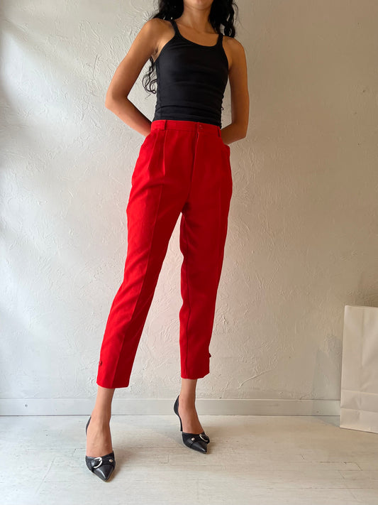 80s ‘Encore’ Red Knit Pants / Small