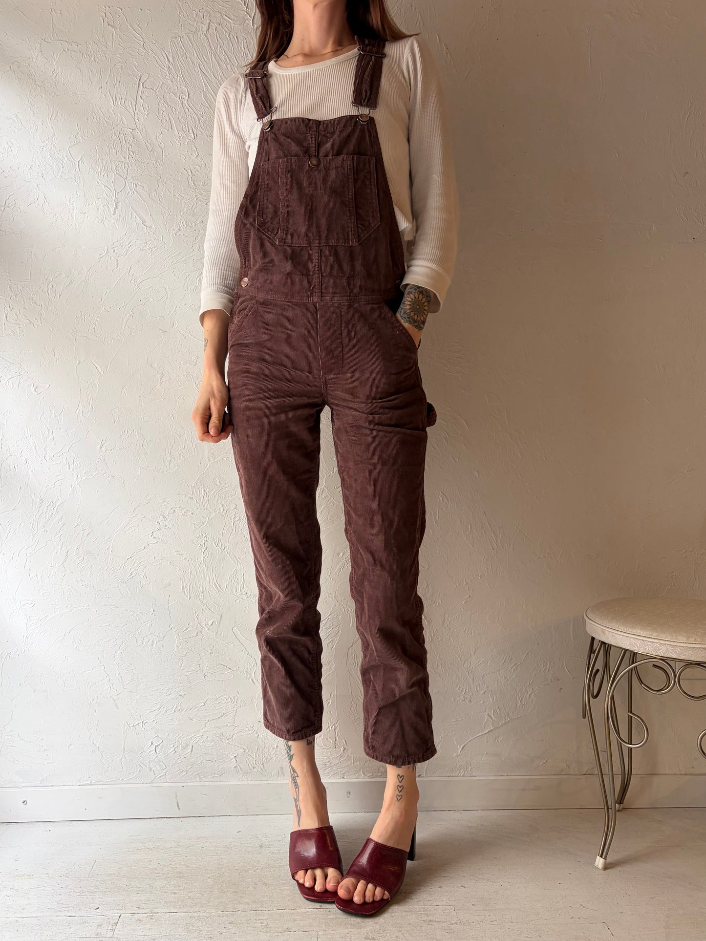 90s 'Wrangler' Brown Corduroy Overalls / XS