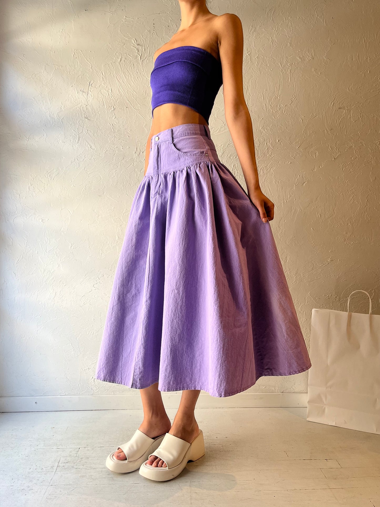 90s ‘Pelican Cove’ Purple Cotton Skirt / Small