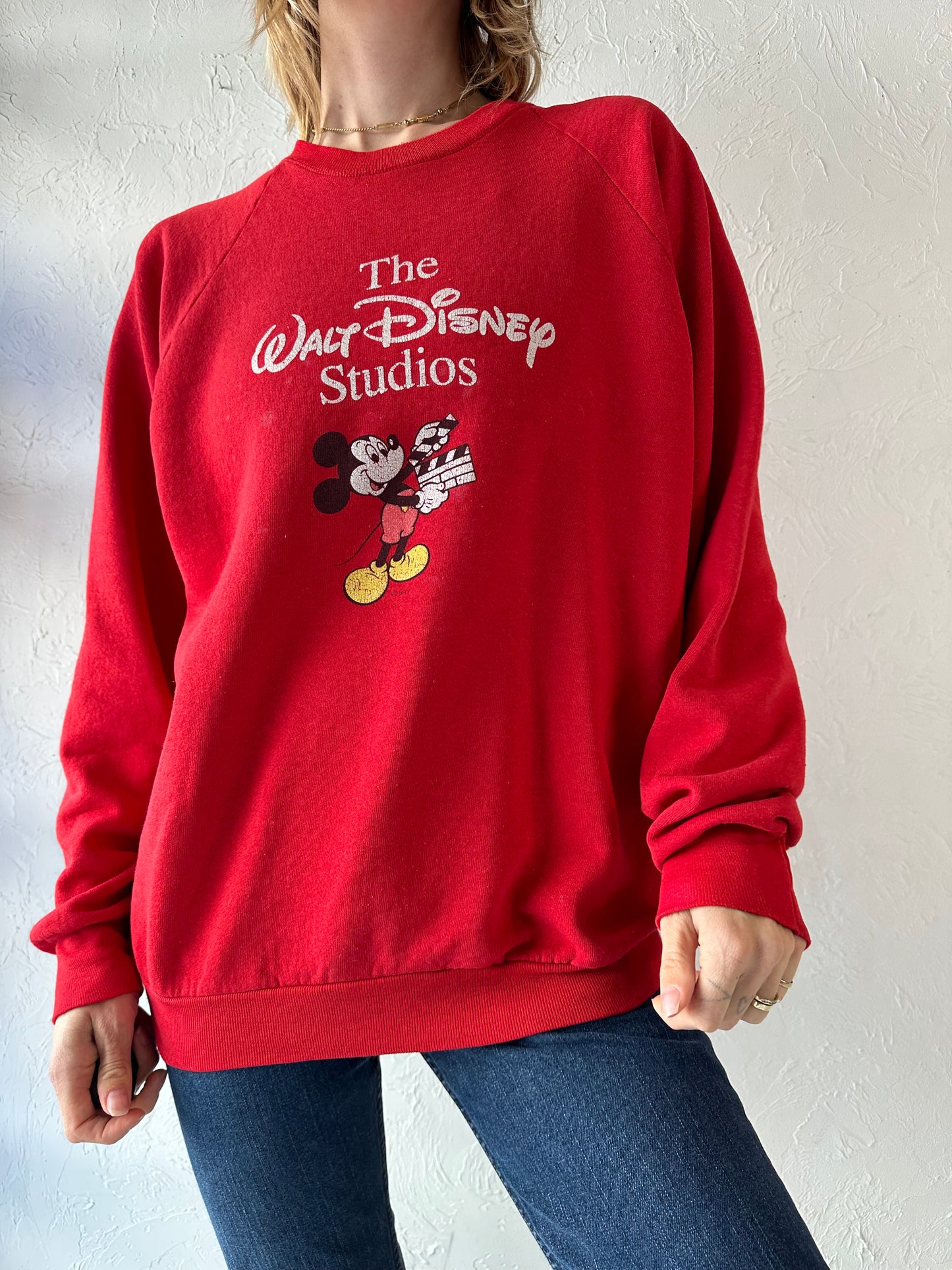 90s 'Fruit of the Loom' Disney Studio Red Crew Neck Sweatshirt / XL