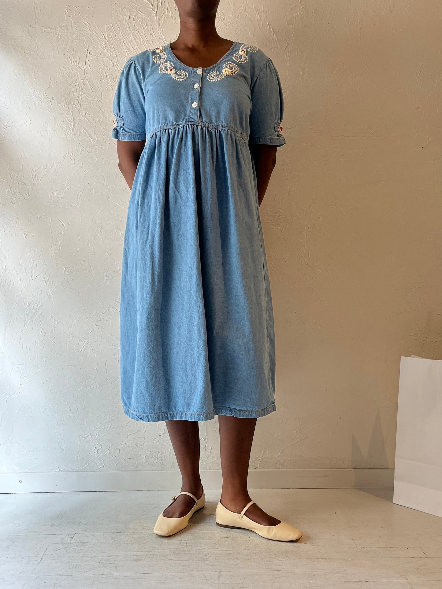 90s Denim T Shirt Dress / Medium