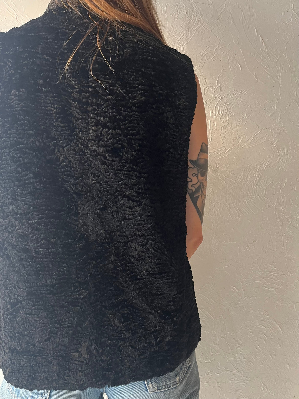 Y2k 'Chicos' Black Faux Fur Vest / Small