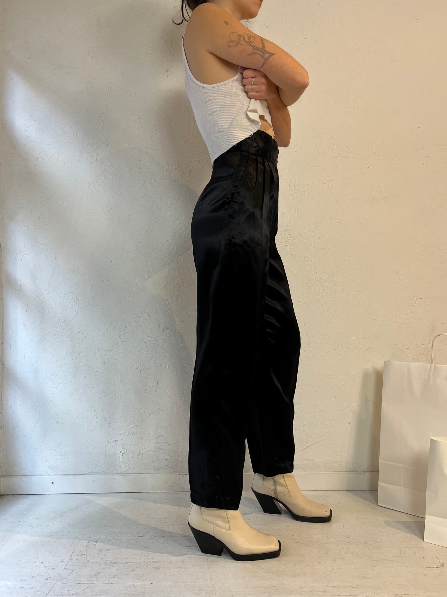 90s '19th Ave' Black Silky Dress Pants / Small