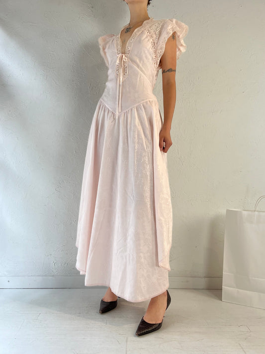 90s 'Gilligan O'Malley' Pink Lacey Dress / Medium