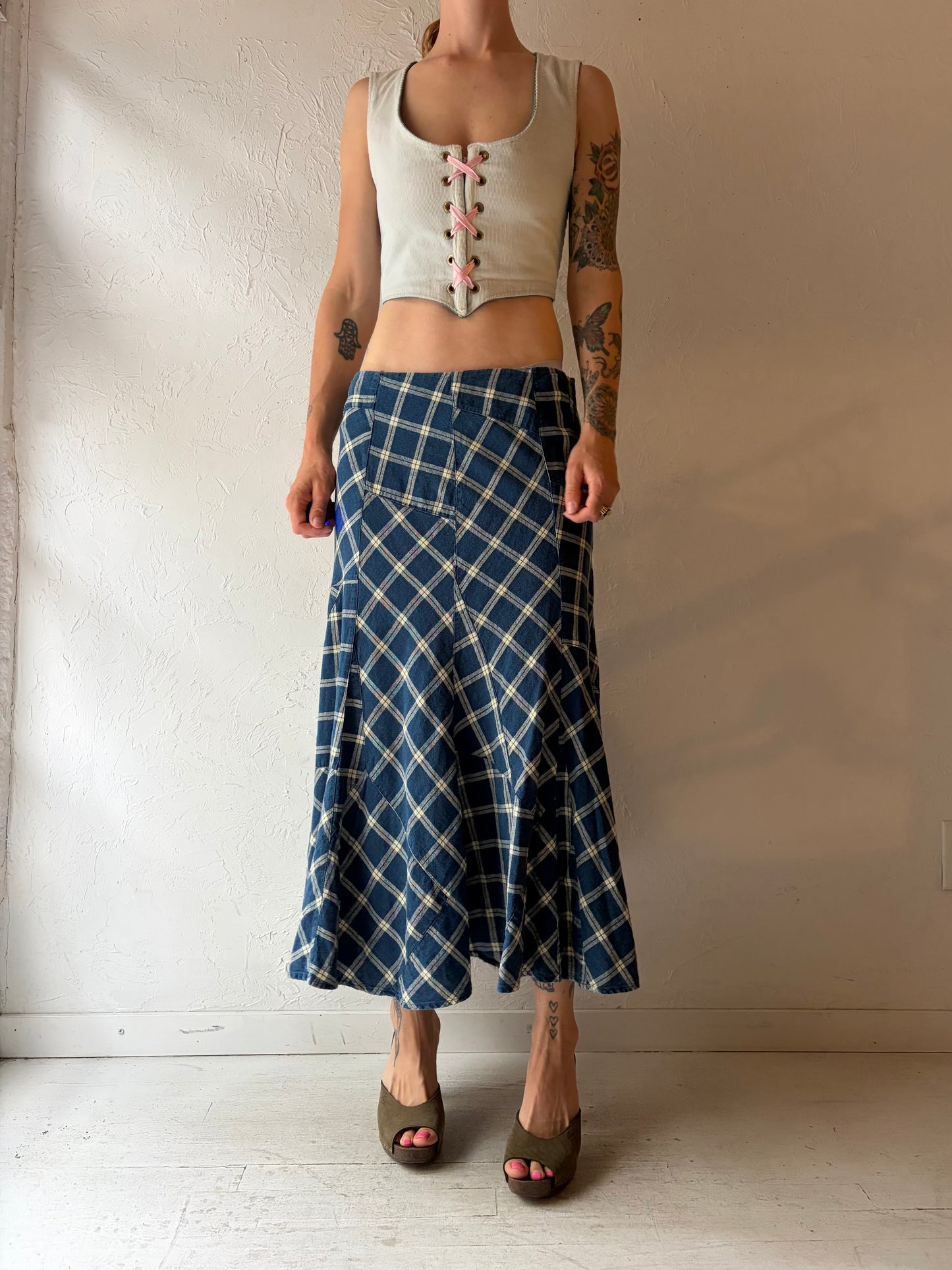 Y2k 'Ralph Lauren' Linen Cotton Midi Skirt / Medium