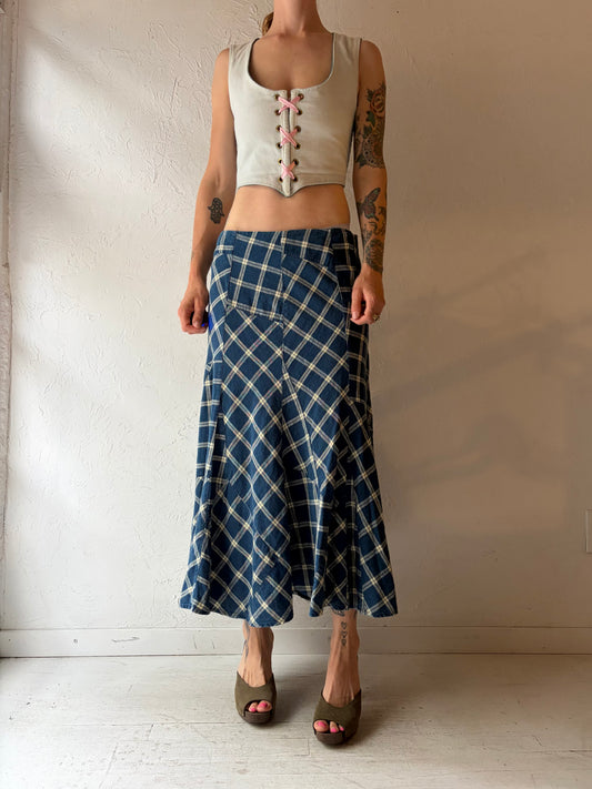 Y2k 'Ralph Lauren' Linen Cotton Midi Skirt / Medium