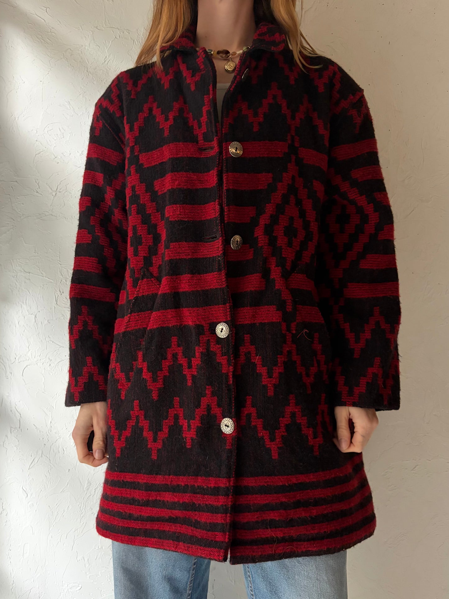 Vintage 'Woolrich' Red Aztec Jacket / Medium