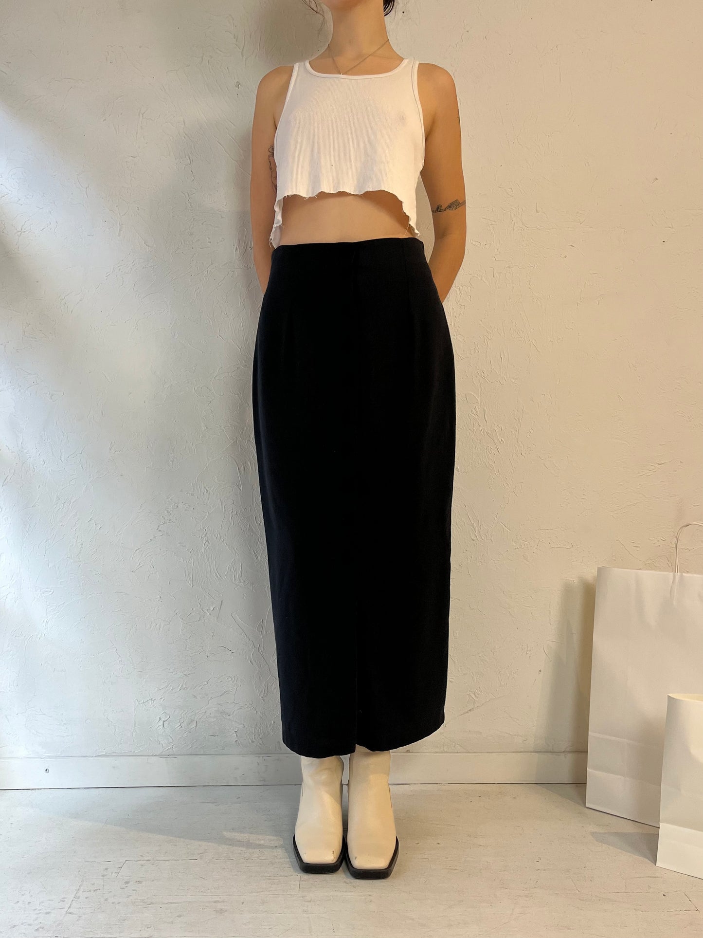 90s 'Beechers Brook' Black Button Up Skirt / Medium