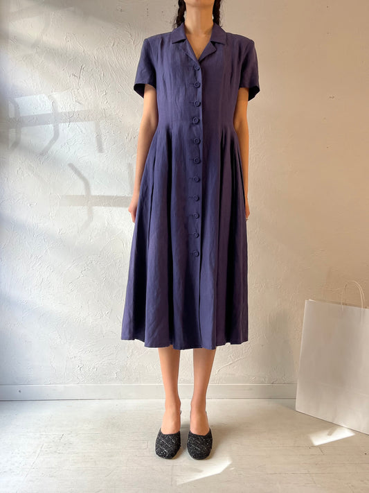 Vintage ‘Aperitiv’ Blue Button Up Collared Dress /